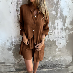 Nora™ | Casual Effen Blouse & Shorts-set