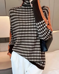 Vera™ | Trui met hoge kraag en diamantpatroon