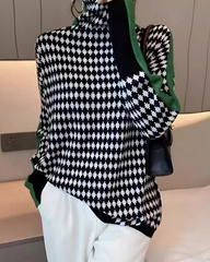 Vera™ | Trui met hoge kraag en diamantpatroon