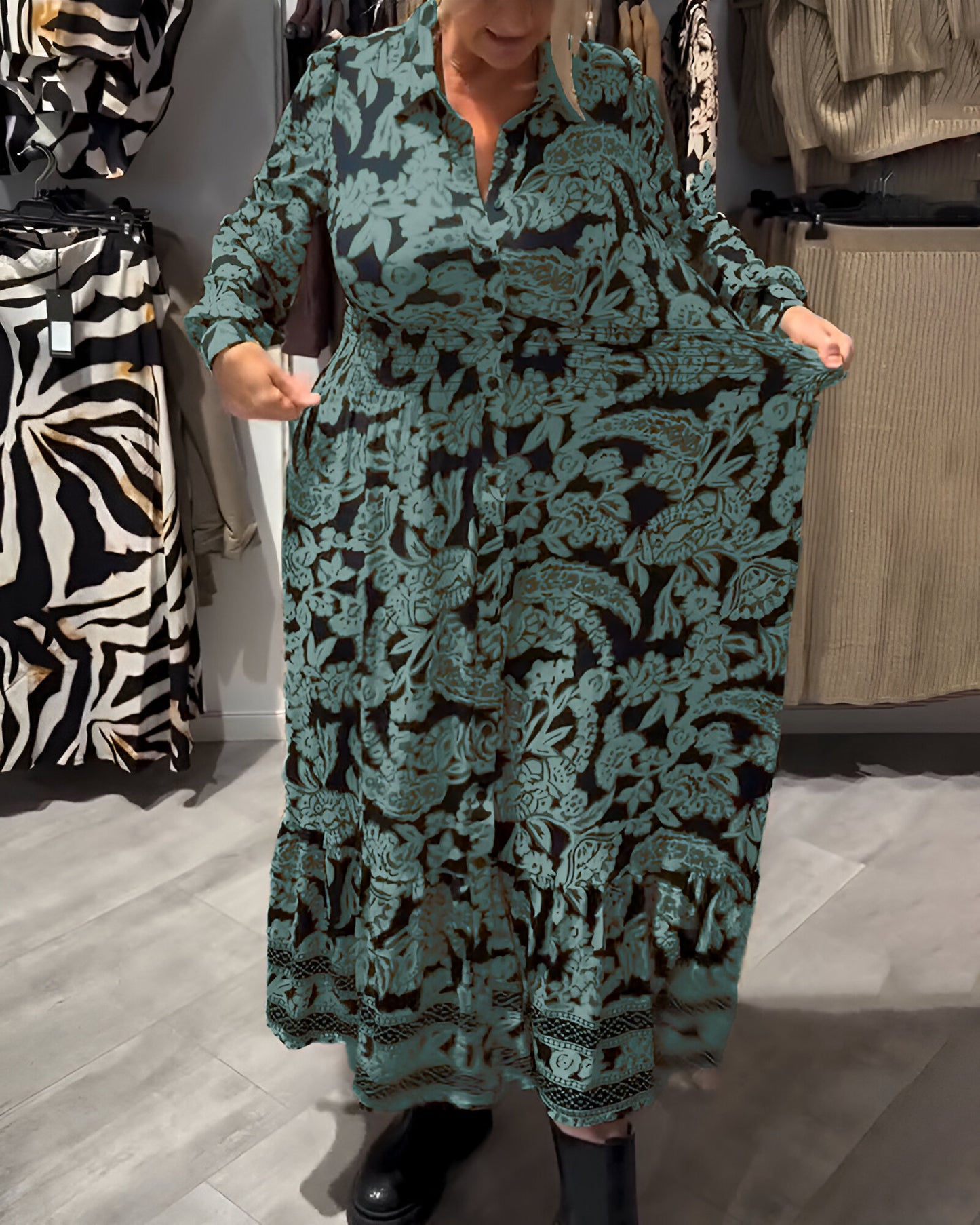 Amelora™ | Modejurk met Kraag en Print