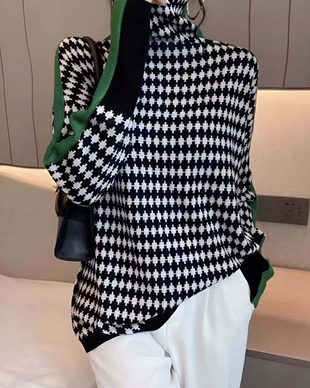 Vera™ | Trui met hoge kraag en diamantpatroon