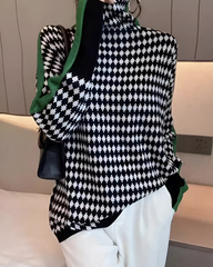 Vera™ | Trui met hoge kraag en diamantpatroon