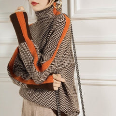 Vera™ | Trui met hoge kraag en contrasterende strepen