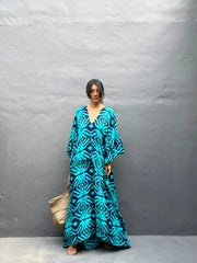 Nayla™ | Katoenen kaftanjurk met V-Hals