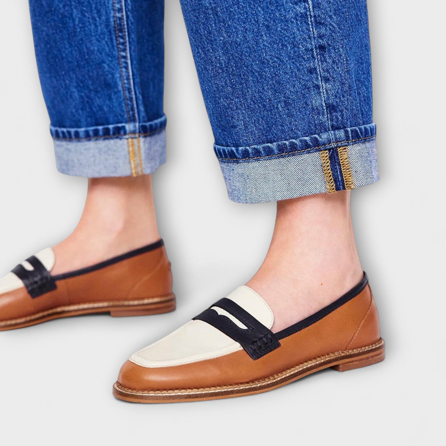 Amélie™ | Loafers met Ronde Neus en Kleurblokdesign