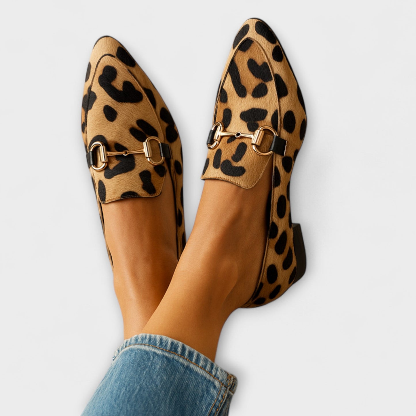 Noelia™ | Loafers met Metallic Detail & Dierenprint