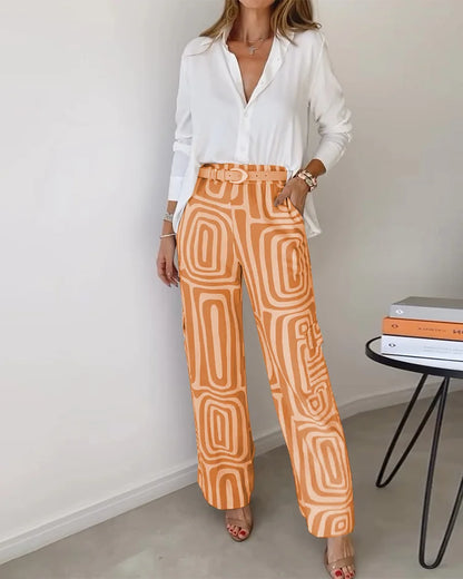 NOVERA™ | Stijlvolle Pantalon Set – Inclusief Blouse en Riem