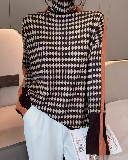 Vera™ | Trui met hoge kraag en diamantpatroon