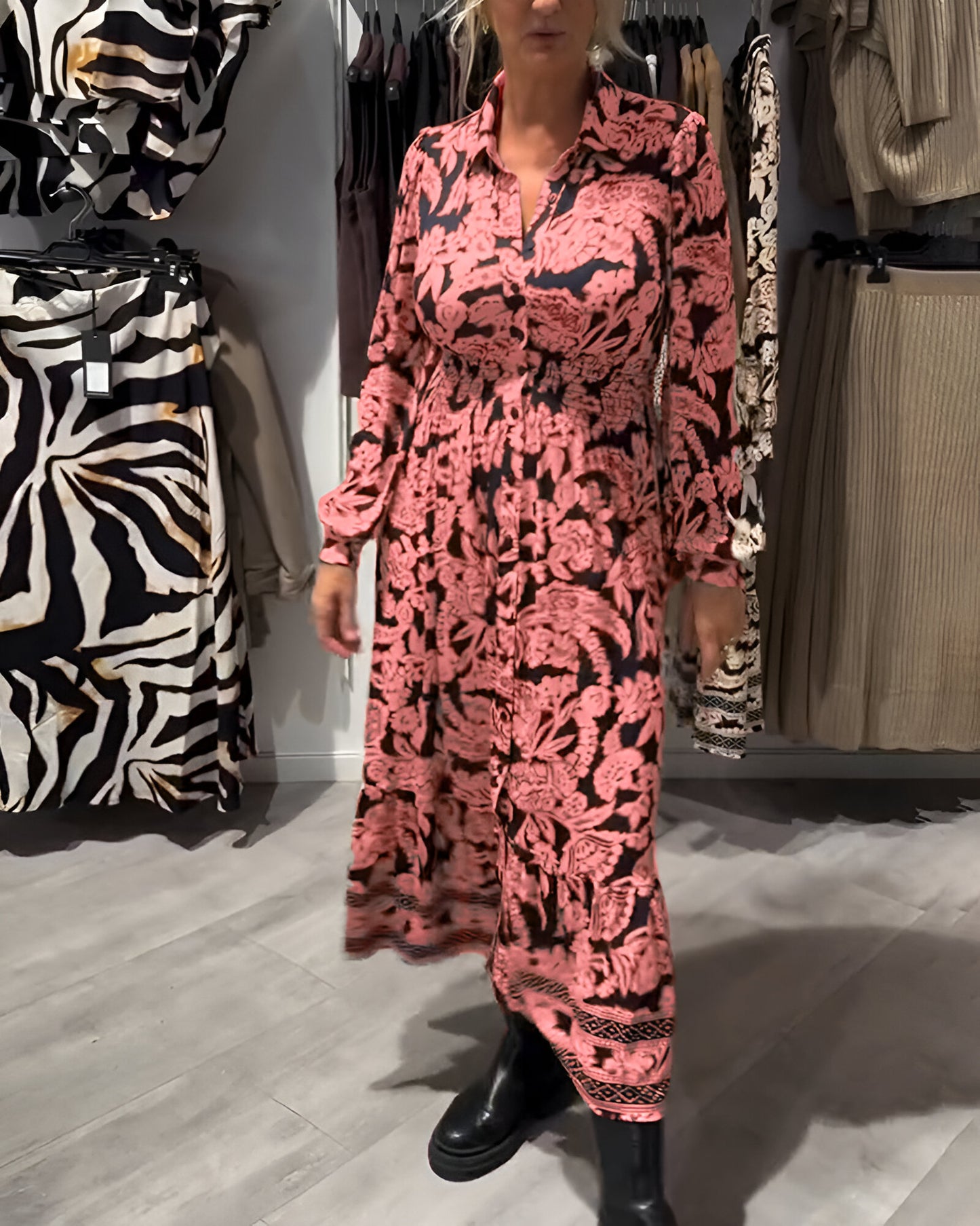 Amelora™ | Modejurk met Kraag en Print