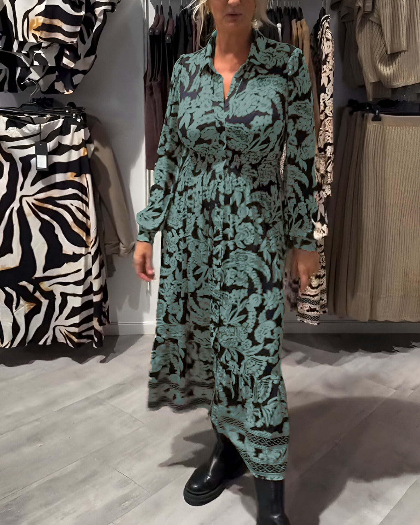 Amelora™ | Modejurk met Kraag en Print