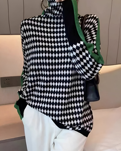 Vera™ | Trui met hoge kraag en diamantpatroon