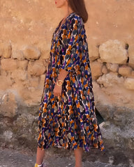 Nathalie™ | Retro geprinte V-hals jurk