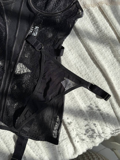 Alessandra™ | Zwart Mirage Satijnen Nachthemd