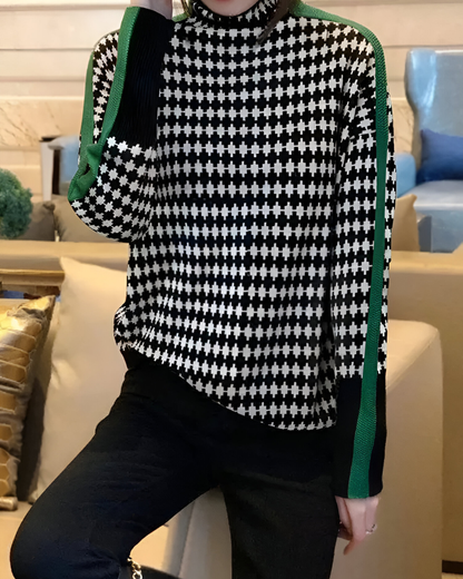 Vera™ | Trui met hoge kraag en diamantpatroon