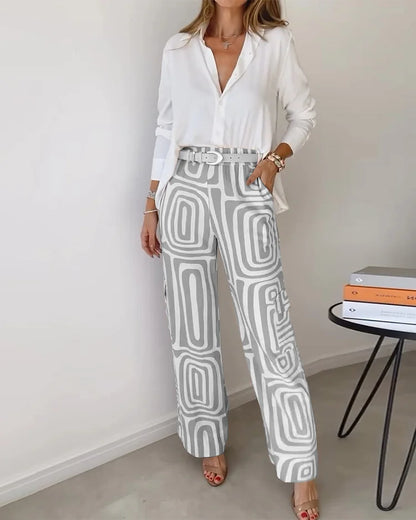 NOVERA™ | Stijlvolle Pantalon Set – Inclusief Blouse en Riem