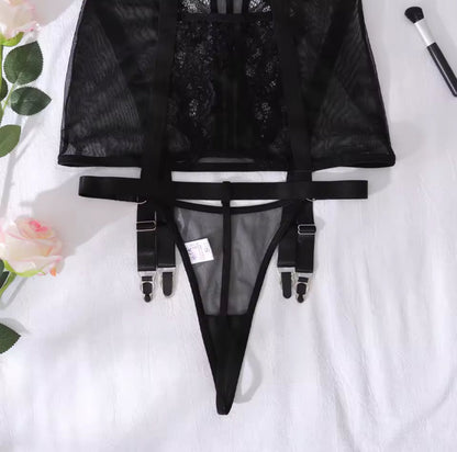 Alessandra™ | Zwart Mirage Satijnen Nachthemd