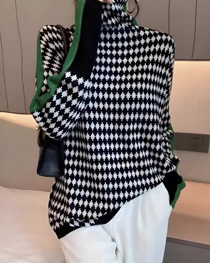 Vera™ | Trui met hoge kraag en diamantpatroon