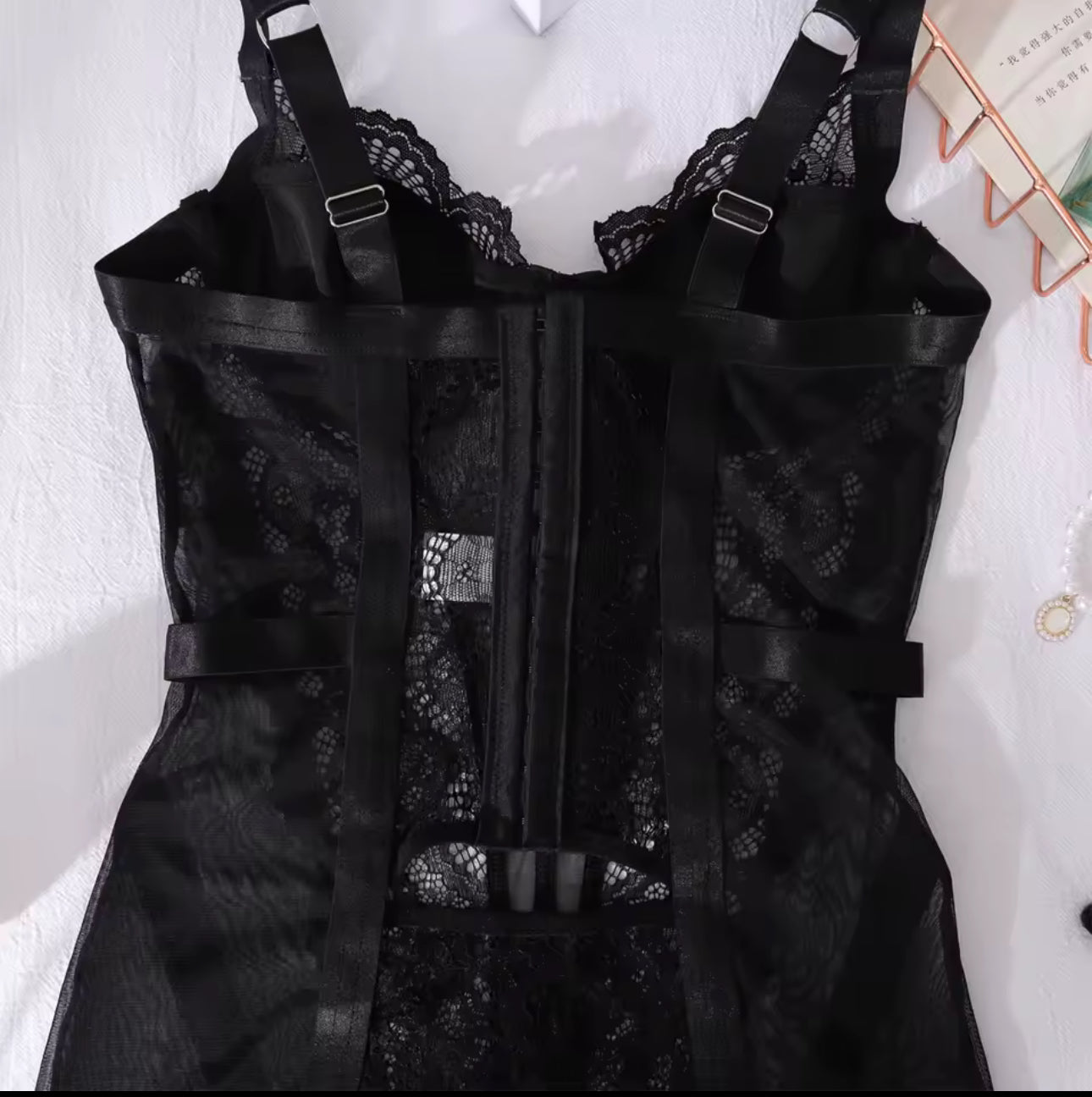 Alessandra™ | Zwart Mirage Satijnen Nachthemd