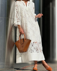 NOVERA™ | Elegante Broderie Midi Jurk