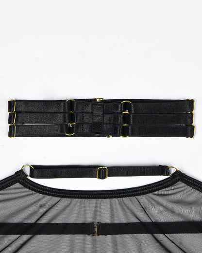 Eline™ | 4-Delige Transparante Mesh Lingerieset met Bh & String