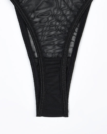 Eline™ | 4-Delige Transparante Mesh Lingerieset met Bh & String