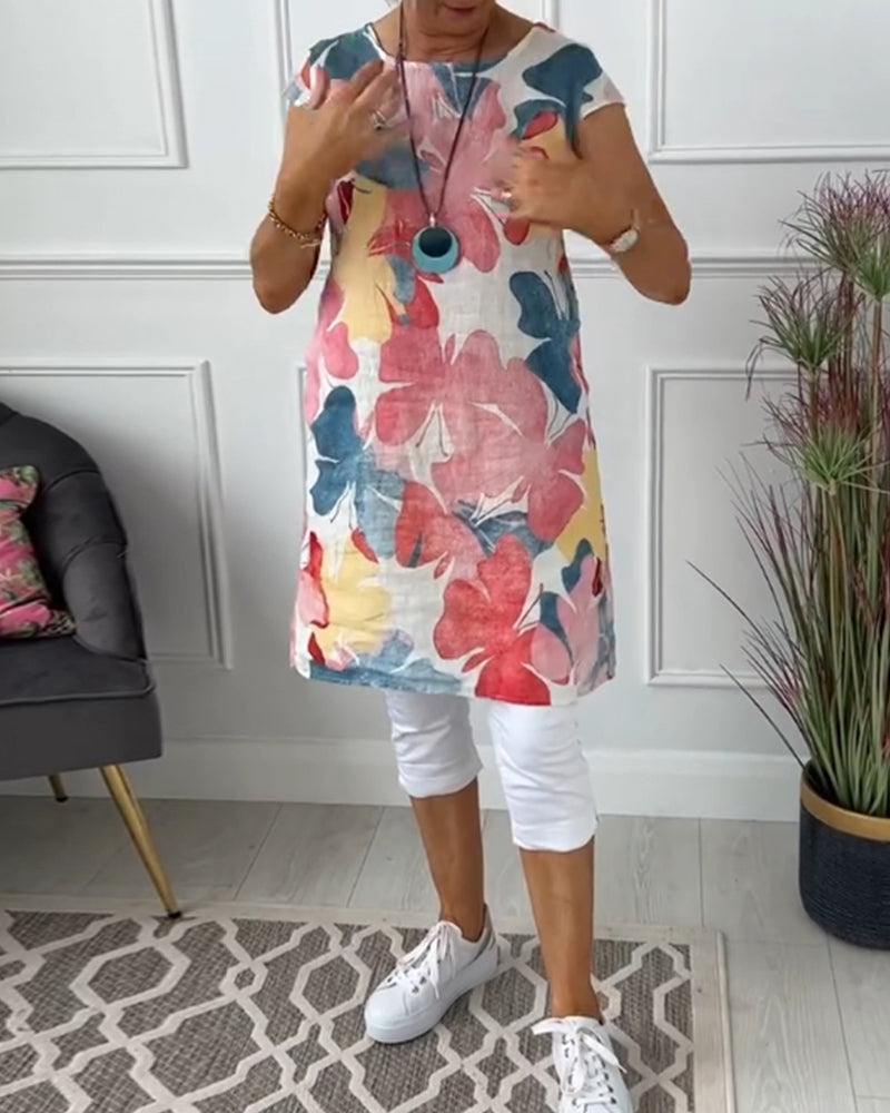 Marjolein™ | Casual jurk met Kleurrijke Bloemenprint