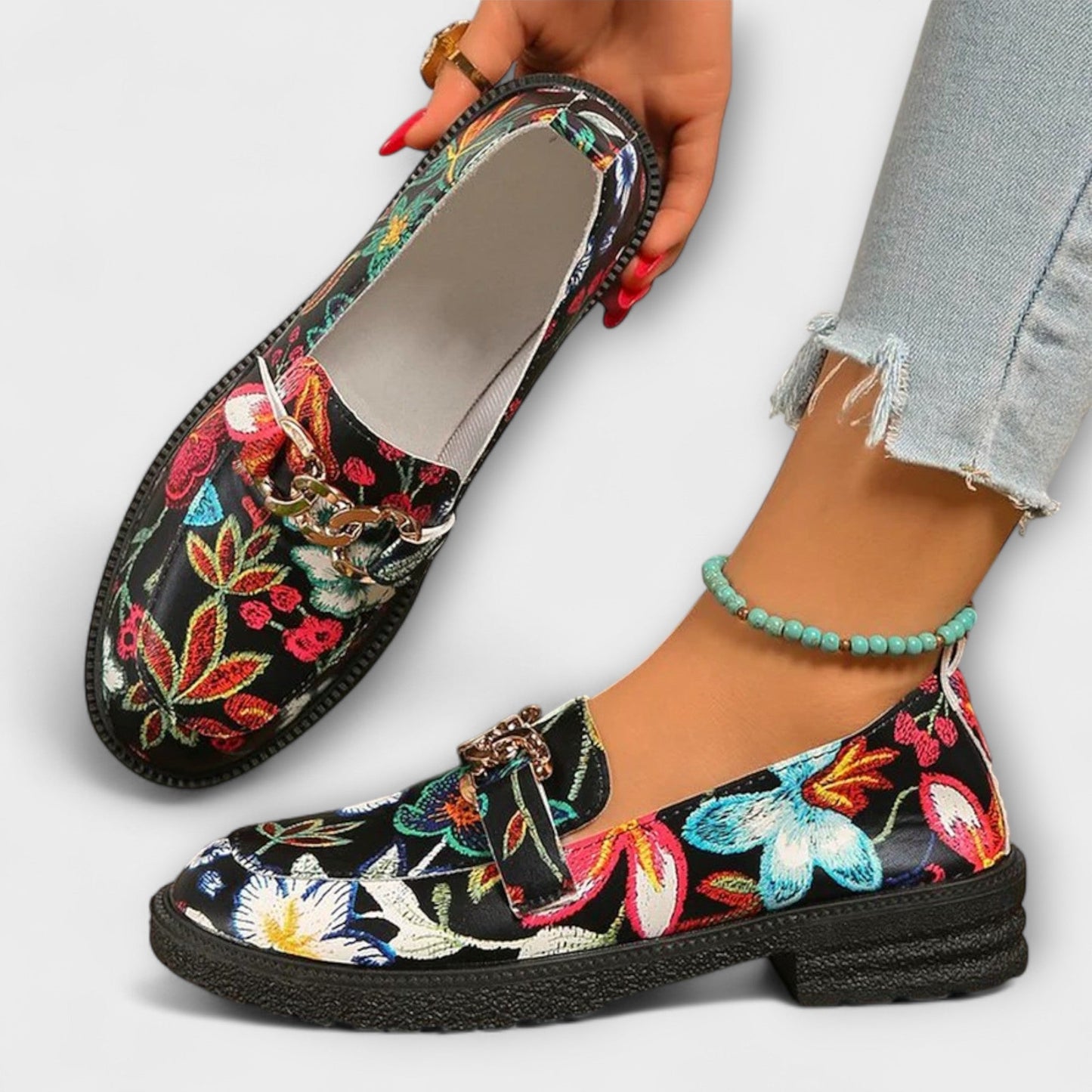 Noelia™ | Multikleurige Loafers met Bloemenpatroon