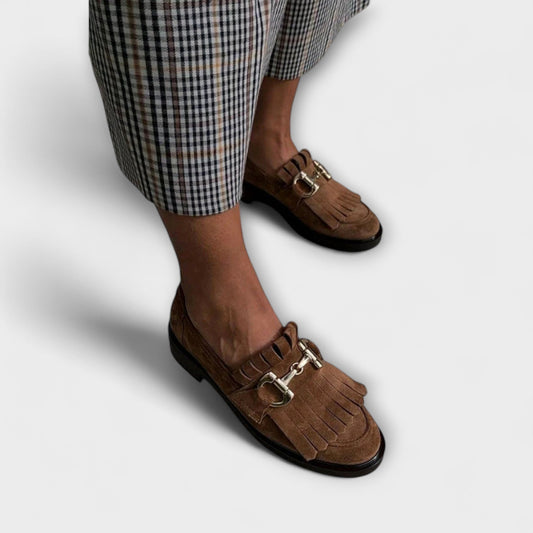 Liora™ | Bruine Loafers met Ronde Neus