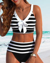 Keyla™ | Gestreepte hoge taille bikini