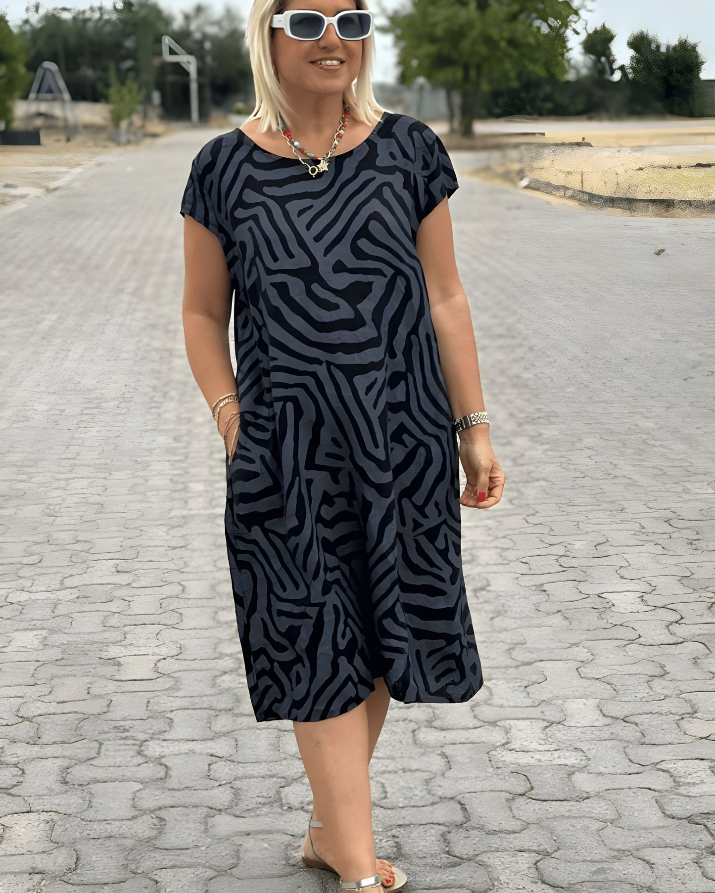 Serra™ | Zomerjurk met Safari Strepen