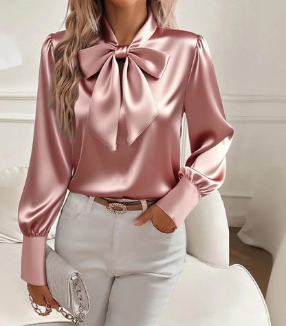 Lucia™ | Satijnen Blouse met Luxe Strikdetail