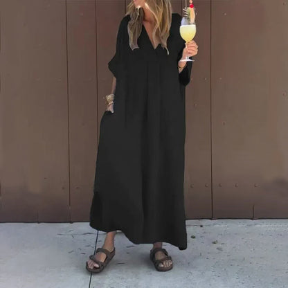 Luna™ | Katoenmix-Jurk met V-hals